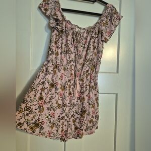 En Creme Floral Shorts Romper